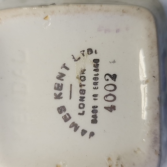 JAMES KENT LTD. LONGTON ENGLAND CREAM/SUGAR/TRAY #4002 'YELLOW & PURPLE VIOLETS' - Picture 4 of 6